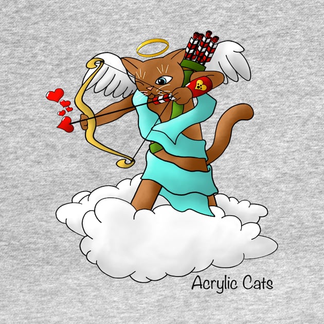 Valentine's Day Chocolate Brown Cupid Cat by Acrylic1101Cats